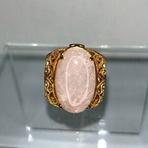 NWOT Dallas Prince Genuine Rose Quartz Gold Over Sterling Silver Designer Ring